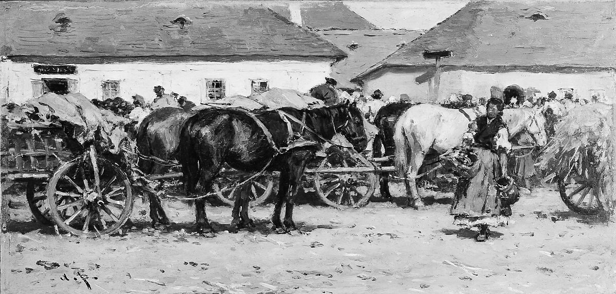 Market Scene, August Xaver Karl von Pettenkofen (Austrian, Vienna 1821–1889 Vienna), Oil on wood 