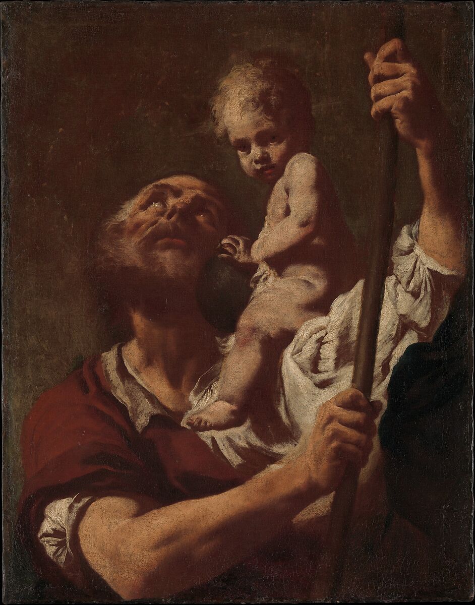 Saint Christopher Carrying the Infant Christ, Giovanni Battista Piazzetta (Italian, Venice 1682–1754 Venice), Oil on canvas 