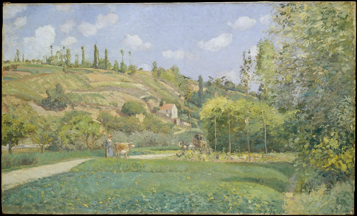 A Cowherd at Valhermeil, Auvers-sur-Oise, Camille Pissarro (French, Charlotte Amalie, Saint Thomas 1830–1903 Paris), Oil on canvas 