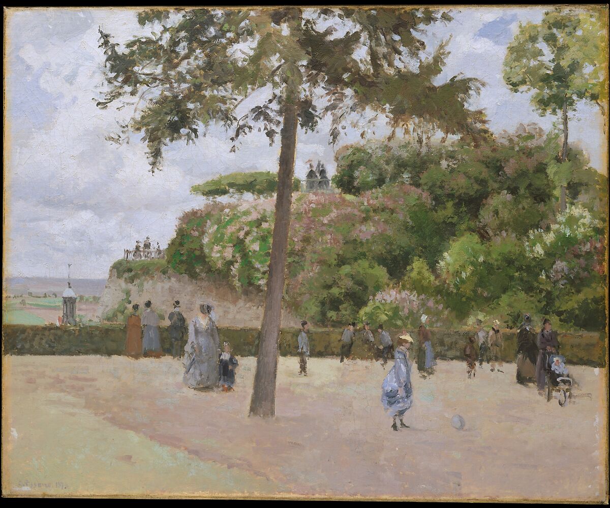 The Public Garden at Pontoise, Camille Pissarro  French, Oil on canvas