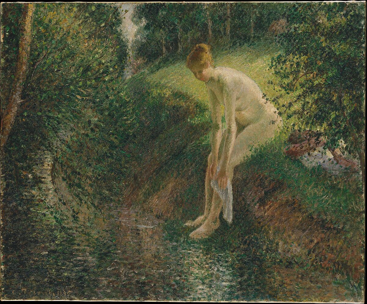 Bather in the Woods, Camille Pissarro (French, Charlotte Amalie, Saint Thomas 1830–1903 Paris), Oil on canvas 