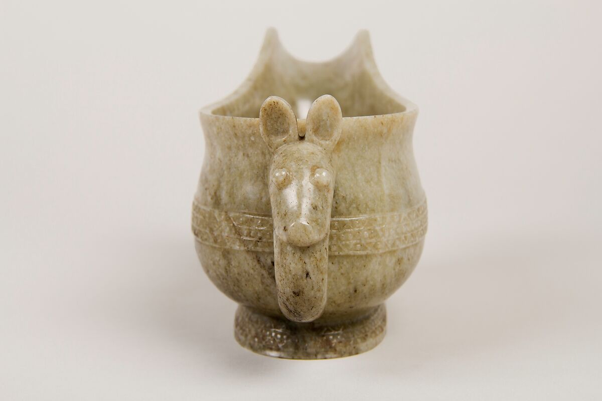 Water vessel in the shape of an ancient ritual bronze (yi), Jade (nephrite), China