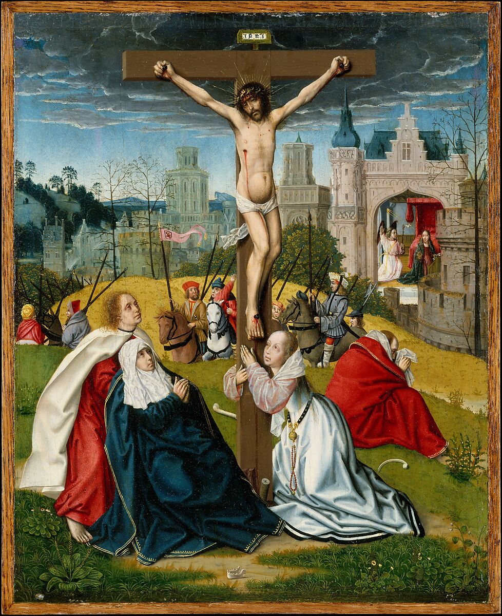 The Crucifixion, Circle of Jan Provoost (Netherlandish (active Bruges)), Oil on wood 