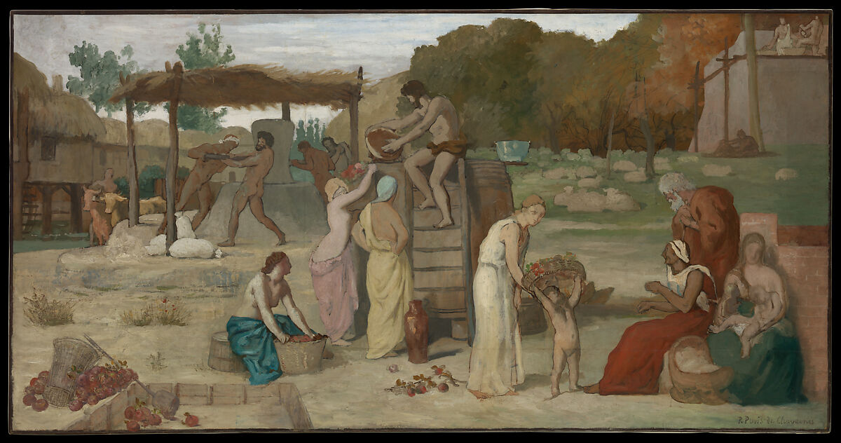 Cider, Pierre Puvis de Chavannes (French, Lyons 1824–1898 Paris), Oil on paper, laid down on canvas 