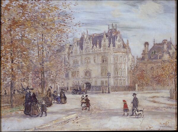 The Fletcher Mansion, New York City, Jean-François Raffaëlli (French, Paris 1850–1924 Paris), Oil on canvas 
