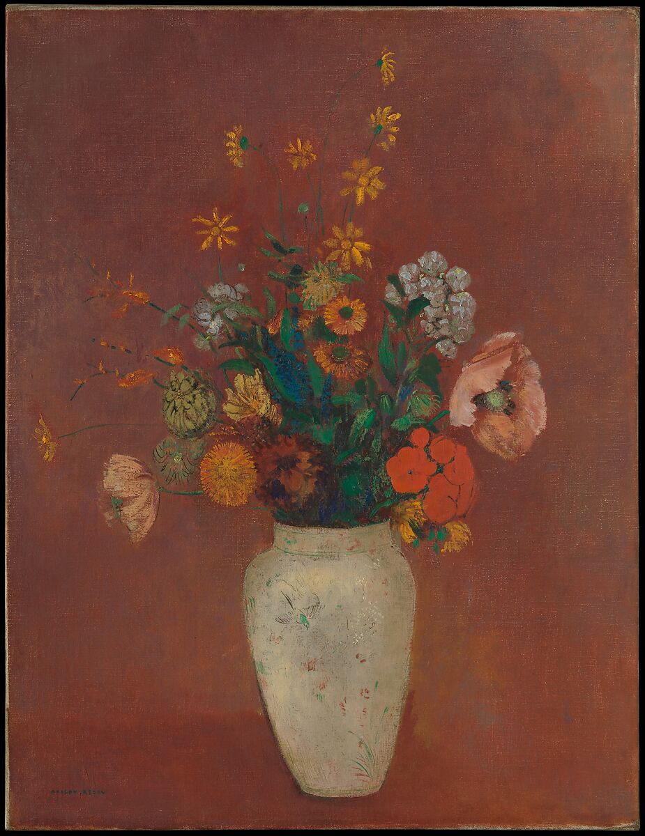 Bouquet in a Chinese Vase, Odilon Redon  French, Oil on canvas