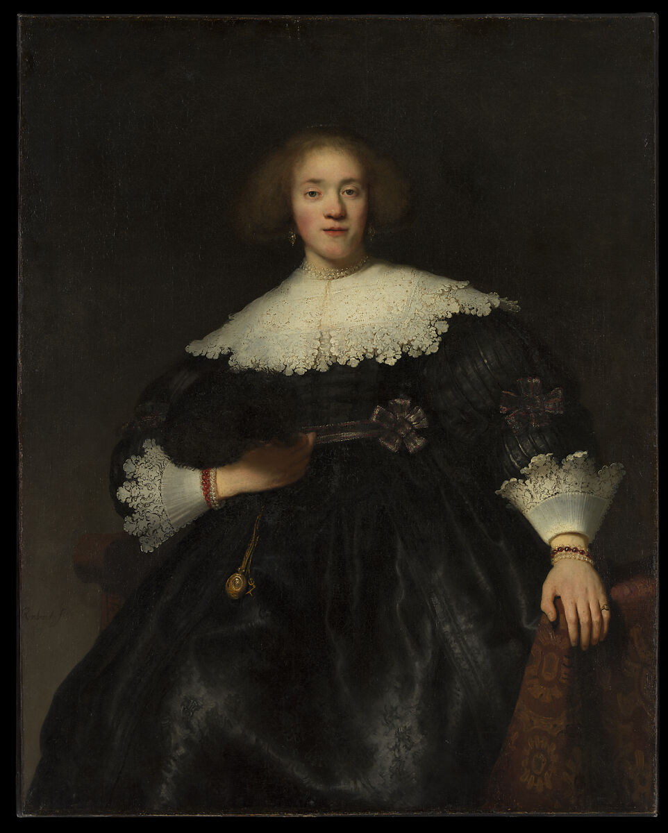 Portrait of a Young Woman with a Fan, Rembrandt (Rembrandt van Rijn) (Dutch, Leiden 1606–1669 Amsterdam), Oil on canvas 