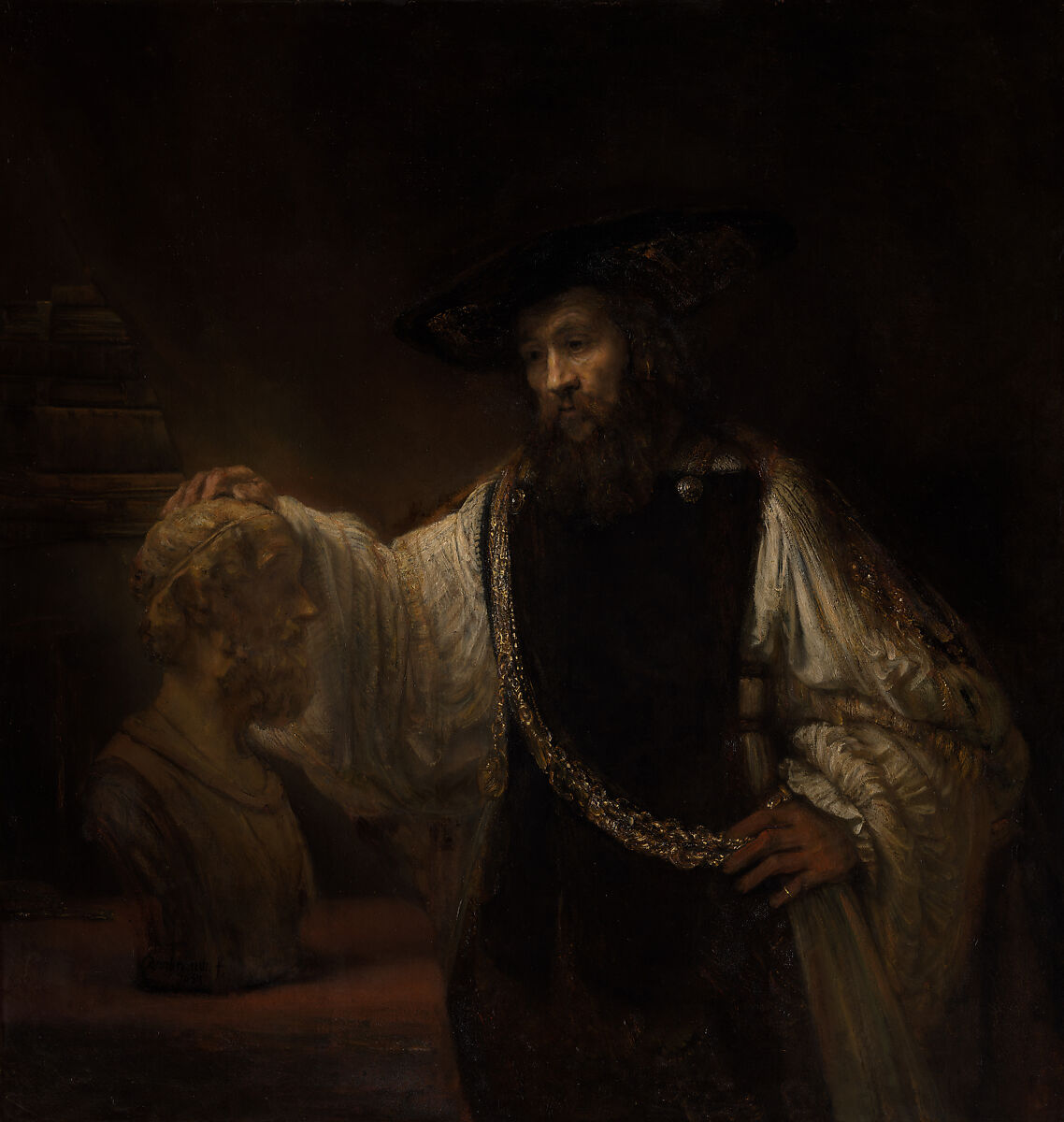 Aristotle with a Bust of Homer, Rembrandt (Rembrandt van Rijn)  Dutch, Oil on canvas