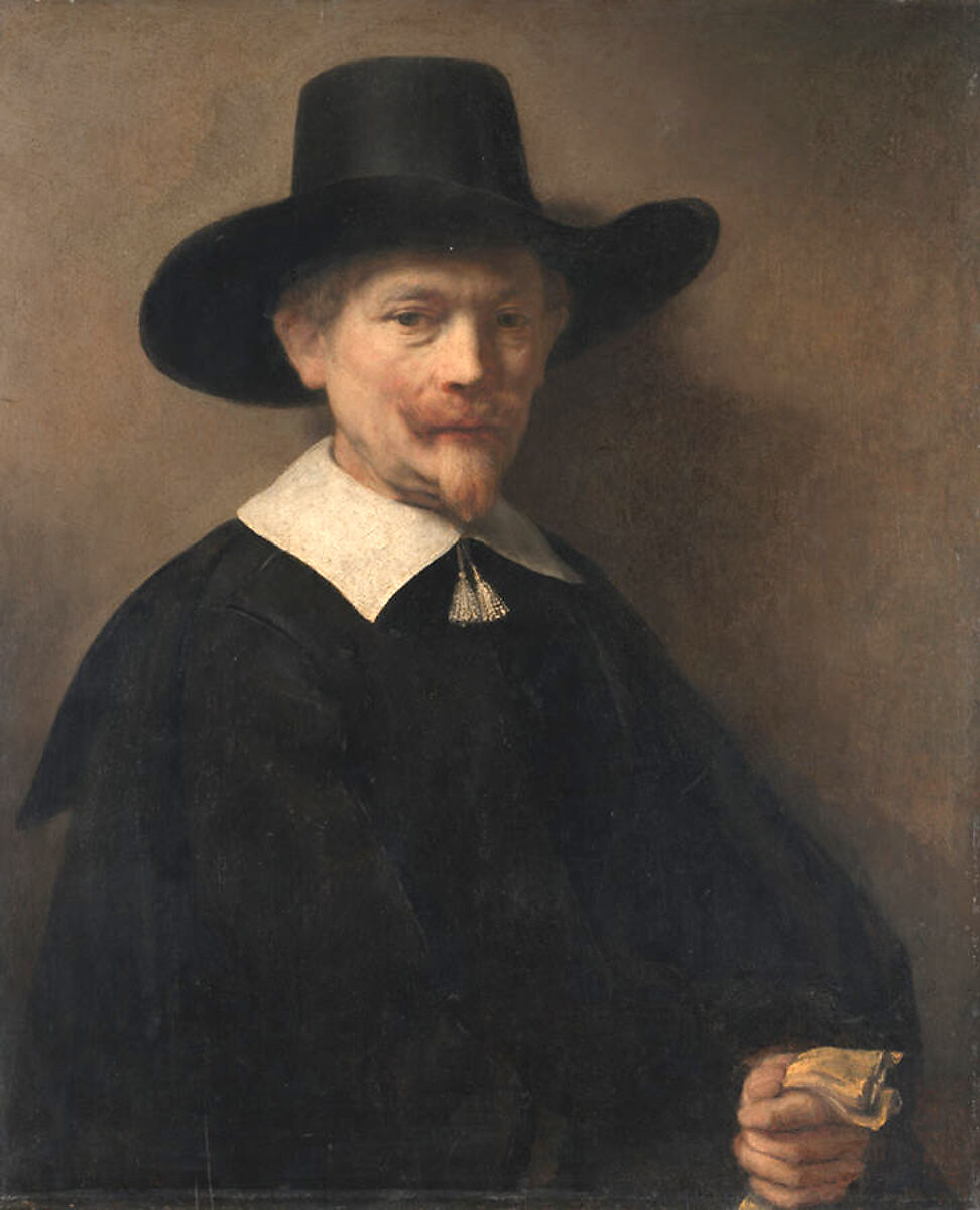 Portrait of a Man Holding Gloves, Rembrandt (Rembrandt van Rijn) (Dutch, Leiden 1606–1669 Amsterdam), Oil on wood 