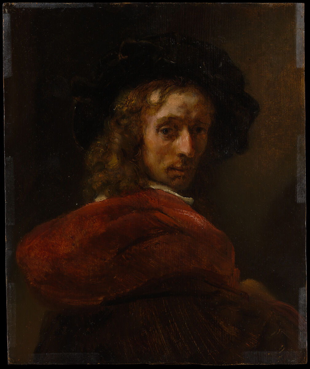 Man in a Red Cloak, Style of Rembrandt (Dutch, 1650s or early 1660s), Oil on wood 