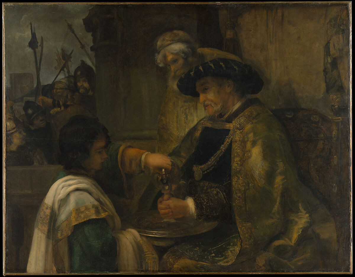 Pilate Washing His Hands, Style of Rembrandt (Dutch, 17th century), Oil on canvas 