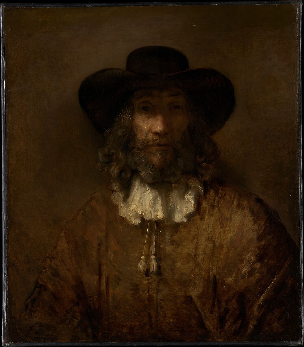 Man with a Beard, Style of Rembrandt (17th century or later), Oil on canvas 