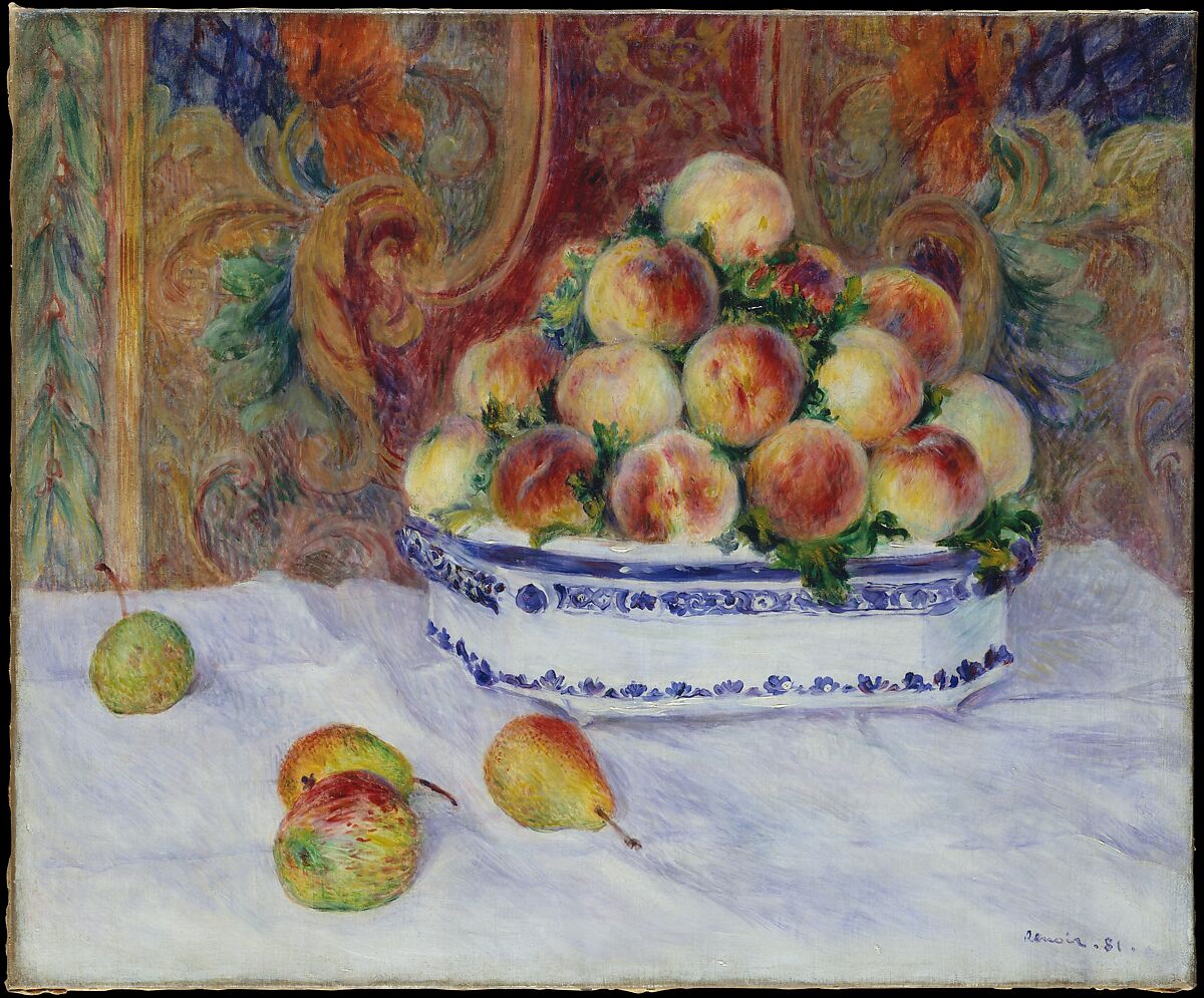 Still Life with Peaches, Auguste Renoir (French, Limoges 1841–1919 Cagnes-sur-Mer), Oil on canvas 