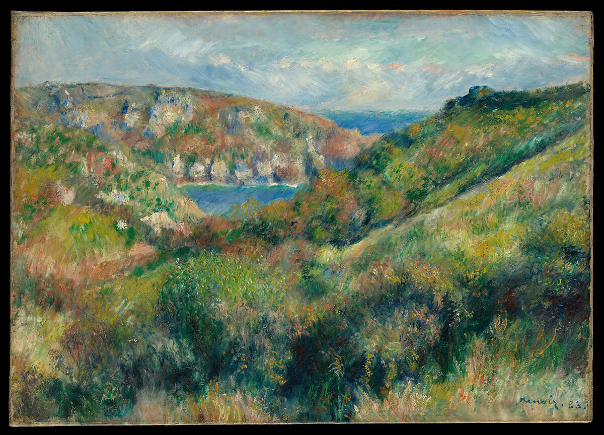 Hills around the Bay of Moulin Huet, Guernsey, Auguste Renoir (French, Limoges 1841–1919 Cagnes-sur-Mer), Oil on canvas 