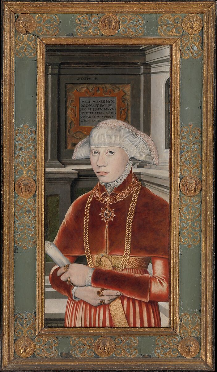 Christ Blessing, Surrounded by a Donor Family, German Painter (probably active Hamburg and Lower Saxony, 1560s–80s), Oil and gold on oak