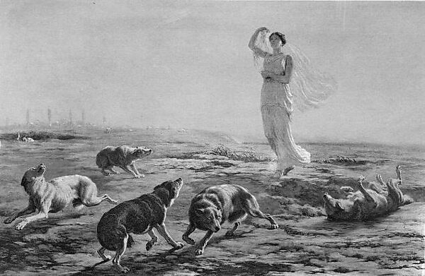 Pallas Athena and the Herdsman's Dogs, Briton Riviere (British, London 1840–1920 London), Oil on canvas