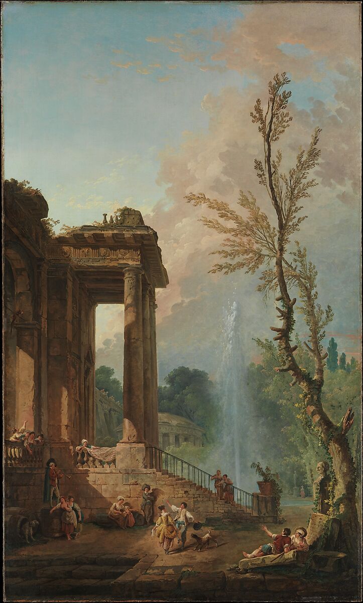 The Portico of a Country Mansion, Hubert Robert (French, Paris 1733–1808 Paris), Oil on canvas 