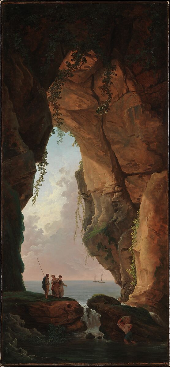 The Mouth of a Cave, Hubert Robert  French, Oil on canvas