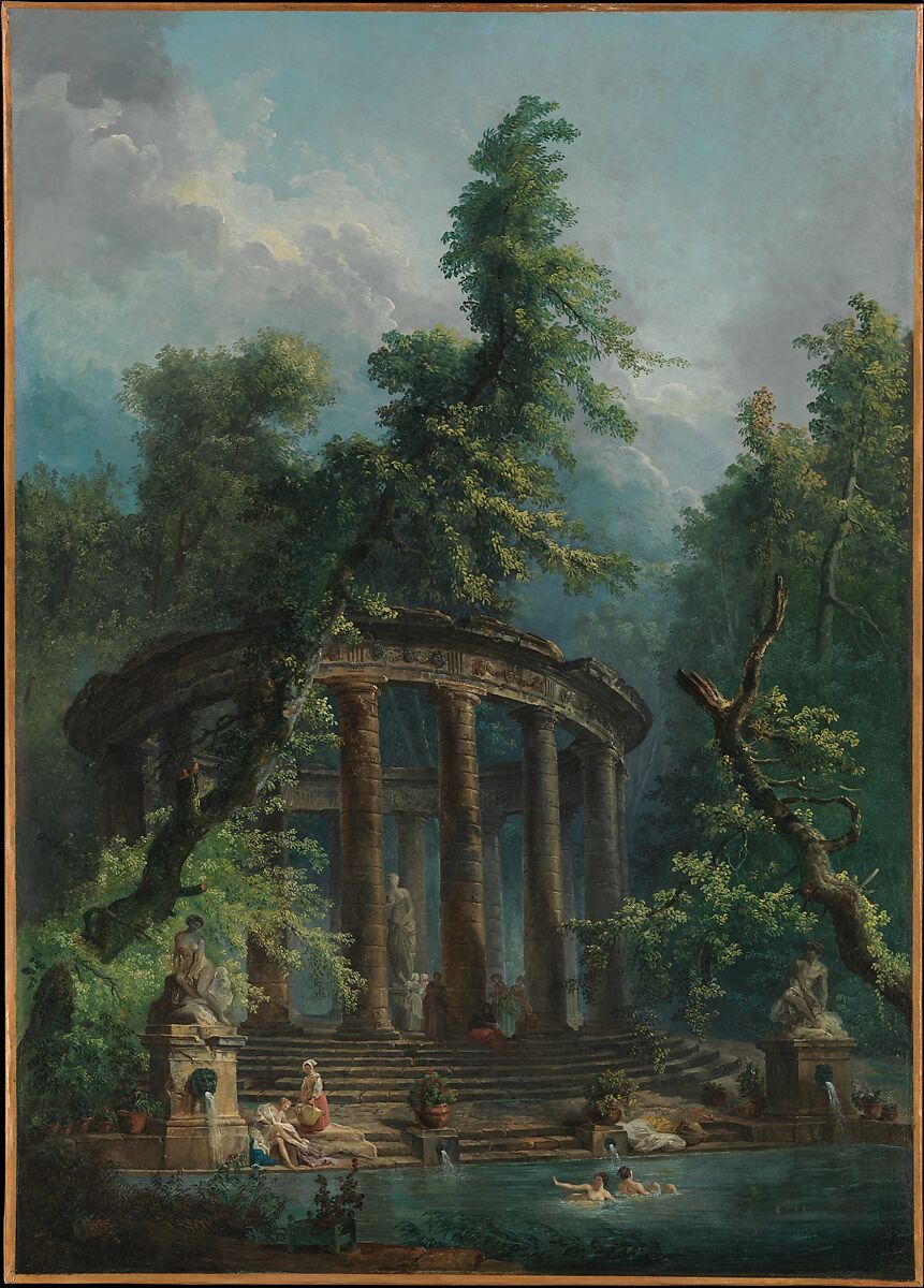 The Bathing Pool, Hubert Robert (French, Paris 1733–1808 Paris), Oil on canvas 