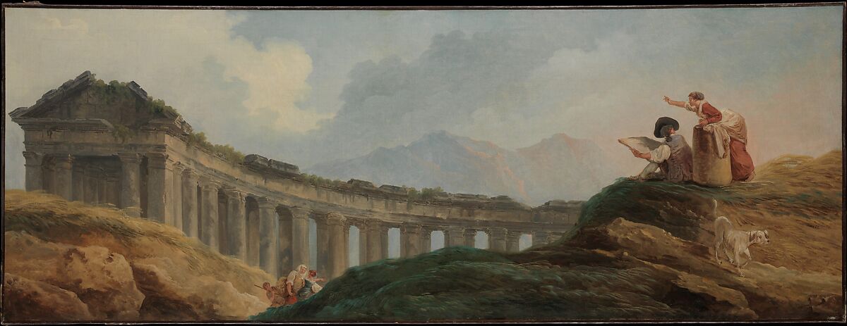 A Colonnade in Ruins, Hubert Robert (French, Paris 1733–1808 Paris), Oil on canvas 