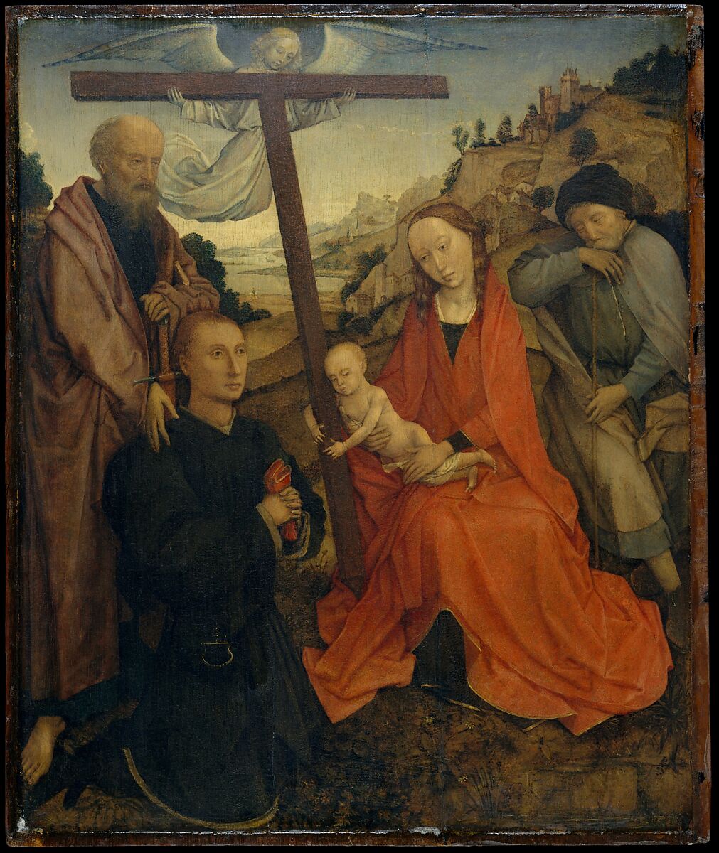 The Holy Family with Saint Paul and a Donor, Style of Rogier van der Weyden (Netherlandish, mid-15th century), Oil on wood 