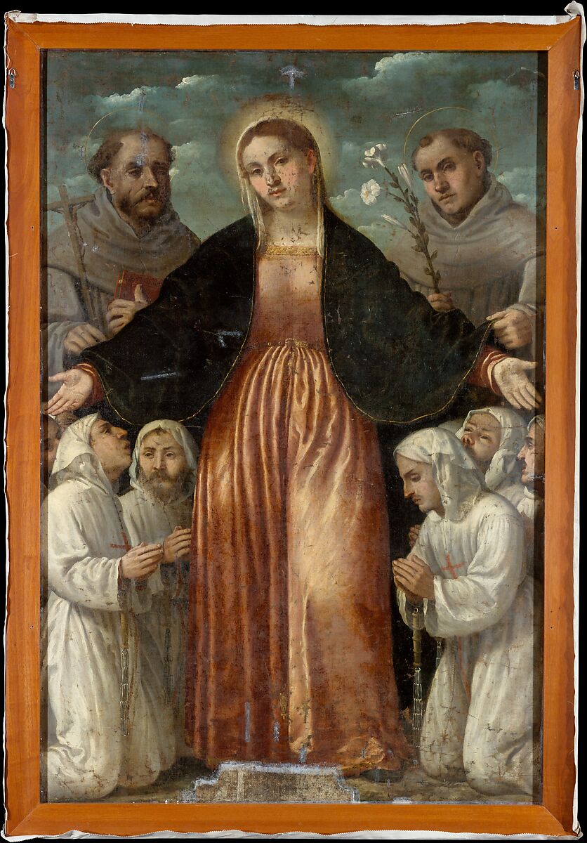 The Flagellation; (reverse) The Madonna of Mercy, Girolamo Romanino (Italian, Brescia 1484/87–1560 Brescia), Distemper and oil(?) on canvas