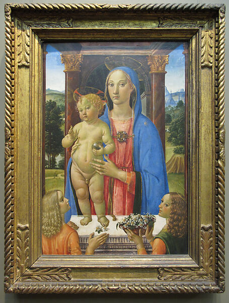 Madonna and Child with Two Angels, Cosimo Rosselli (Italian, Florence 1440–1507 Florence), Tempera and gold on wood