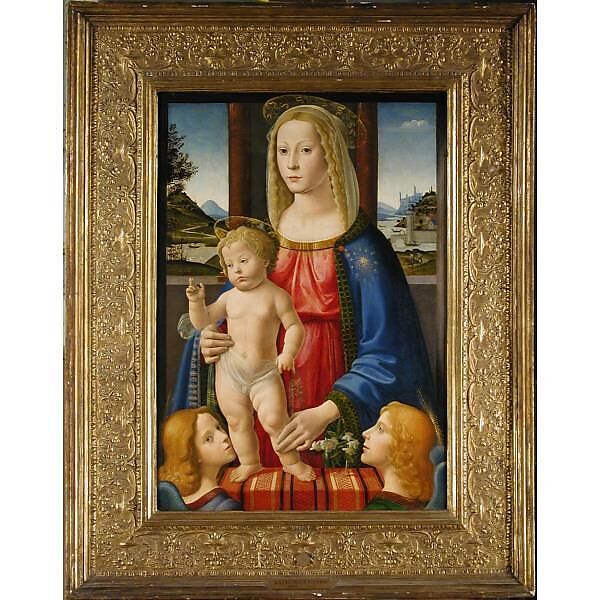 Madonna and Child with Two Angels, Cosimo Rosselli (Italian, Florence 1440–1507 Florence), Tempera and gold on wood