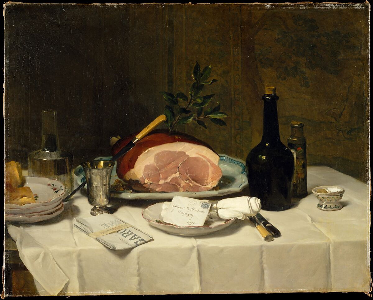 Still Life with Ham, Philippe Rousseau  French, Oil on canvas