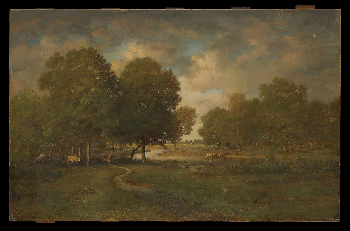 A River in a Meadow, Théodore Rousseau (French, Paris 1812–1867 Barbizon), Oil on wood 
