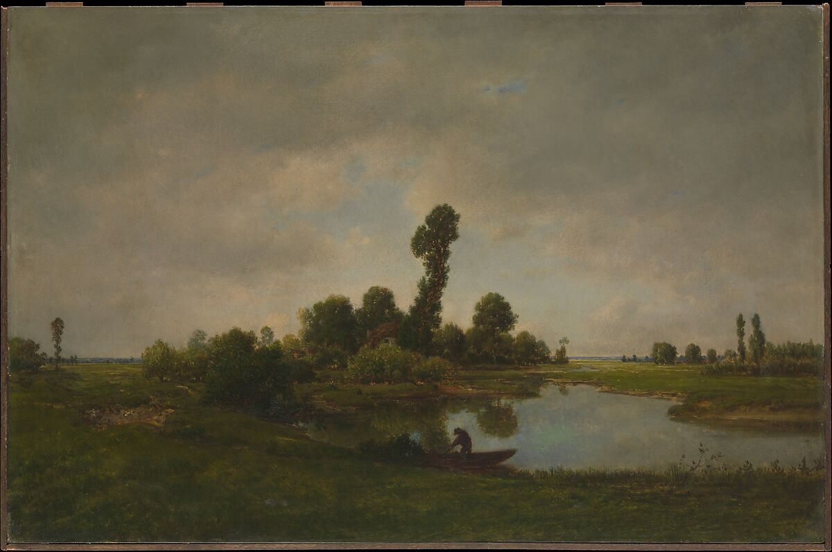A River Landscape, Théodore Rousseau  French, Oil on wood