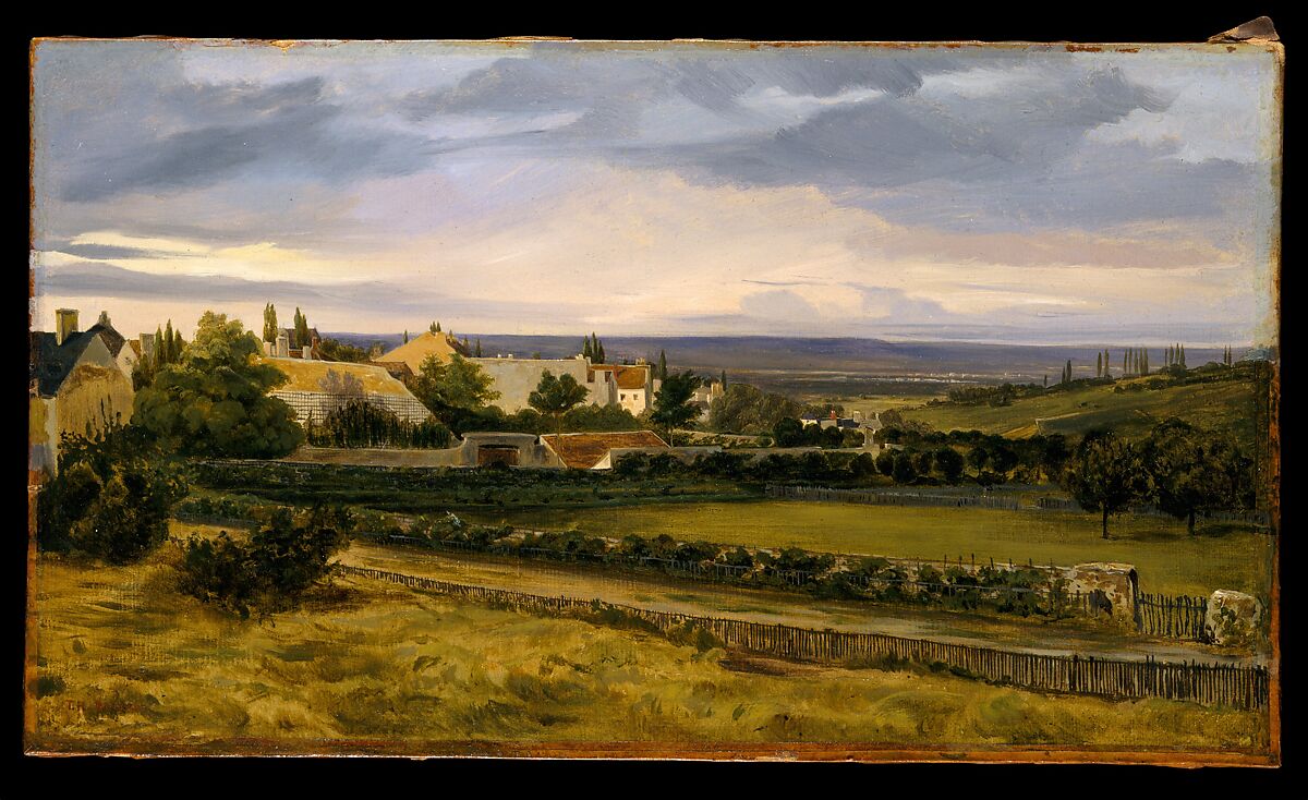 A Village in a Valley, Théodore Rousseau (French, Paris 1812–1867 Barbizon), Oil on paper, mounted on canvas 