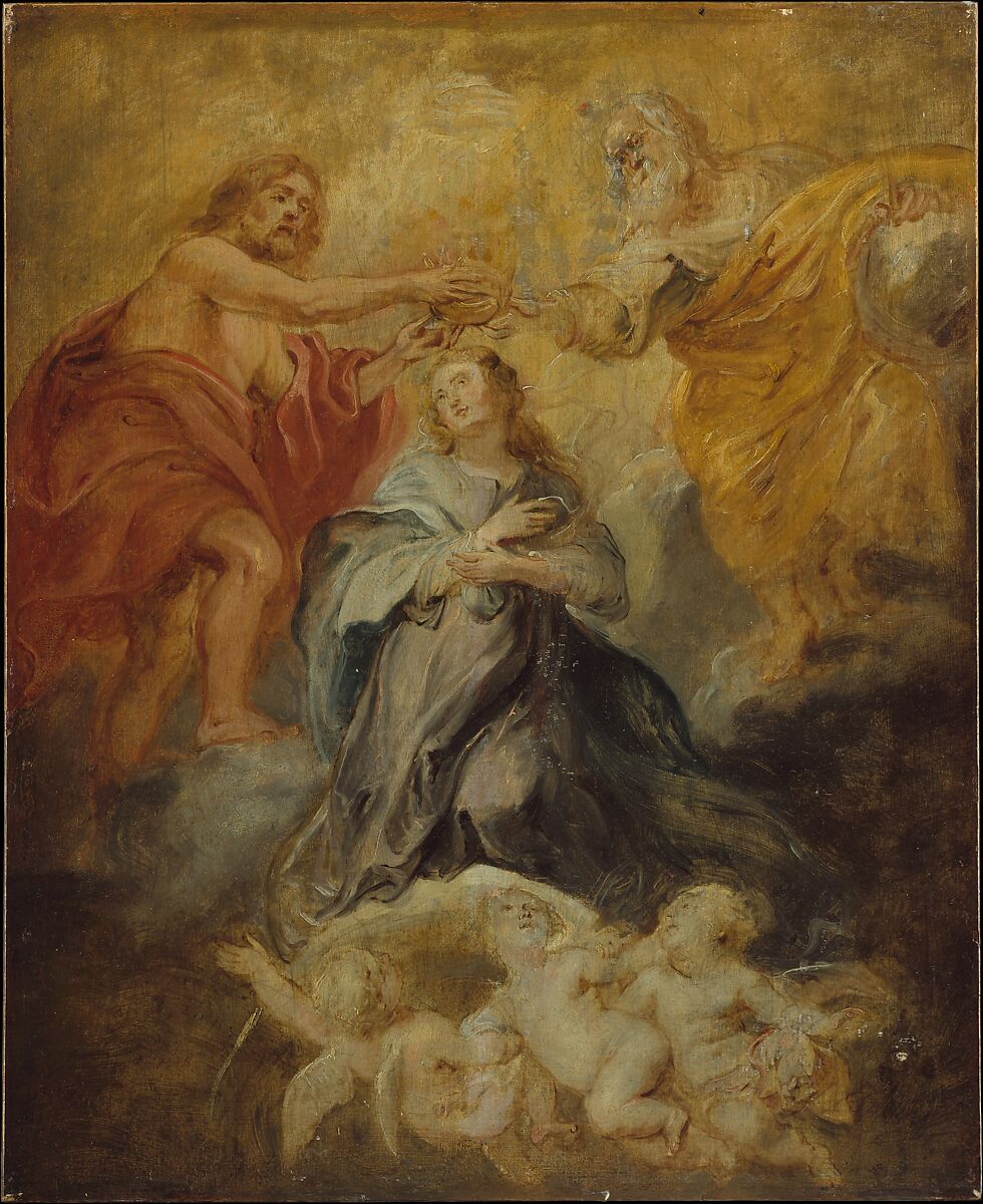The Coronation of the Virgin, Peter Paul Rubens (Flemish, Siegen 1577–1640 Antwerp), Oil on wood 