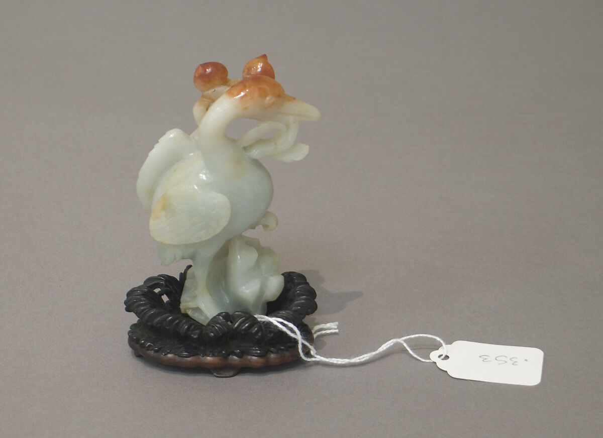 Stork with Branch of Peaches, Jadeite, China 
