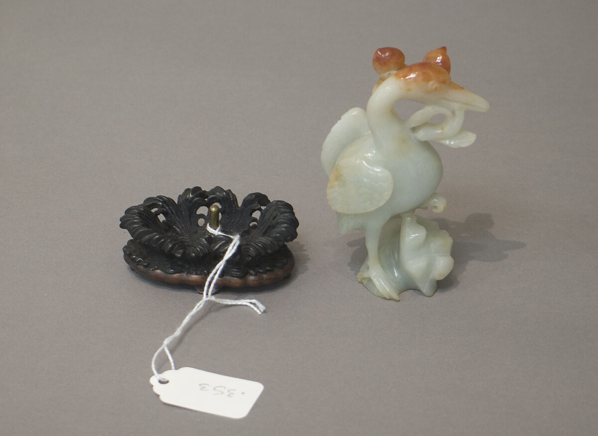 Stork with Branch of Peaches, Jadeite, China