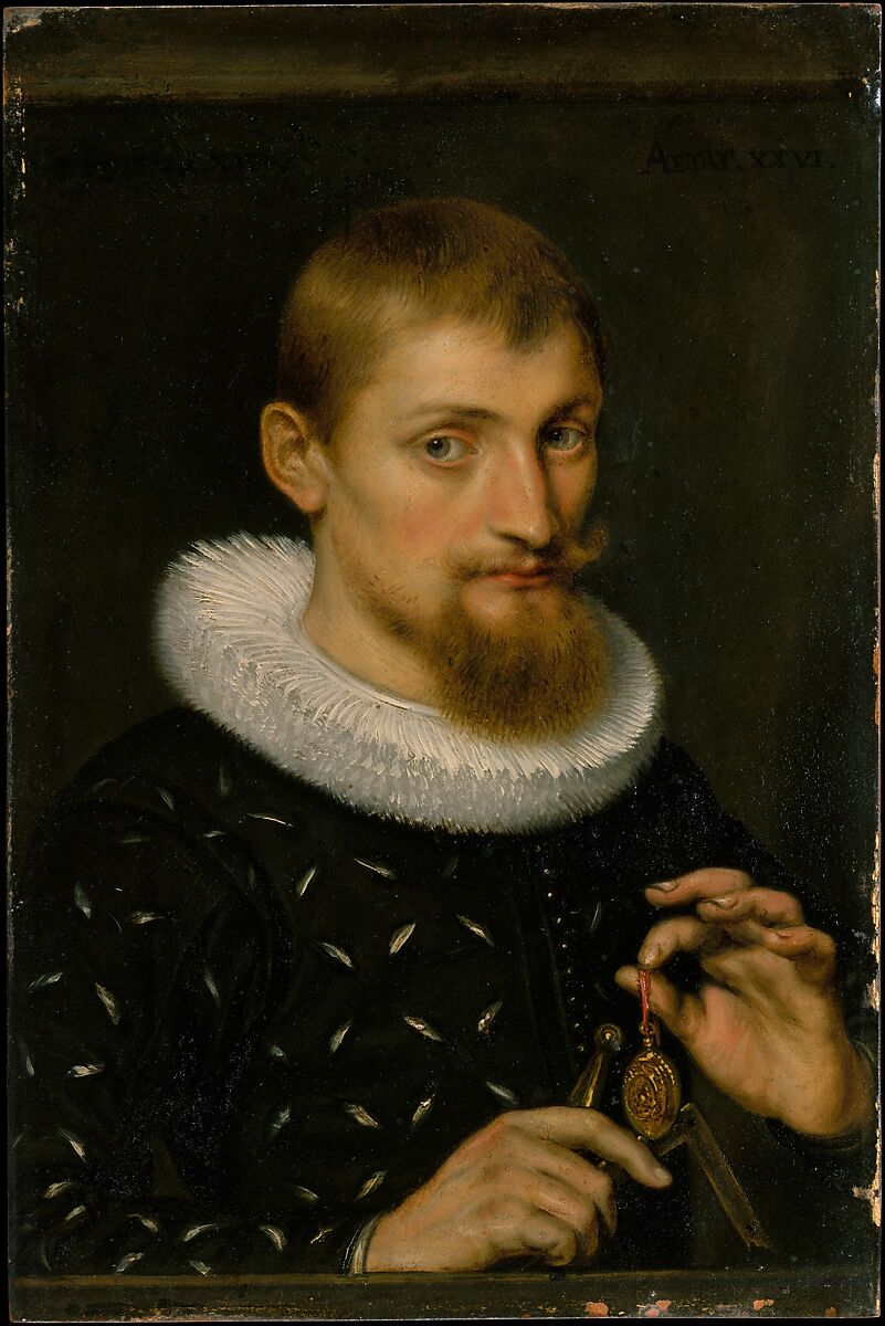 Portrait of a Man, Possibly an Architect or Geographer, Peter Paul Rubens (Flemish, Siegen 1577–1640 Antwerp), Oil on copper 