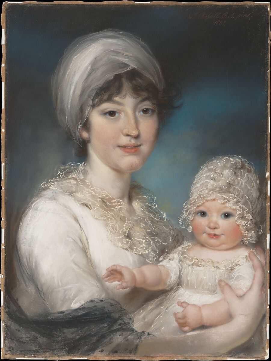 Mrs. Robert Shurlock (Henrietta Ann Jane Russell, 1775–1849) and Her Daughter Ann, John Russell (British, Guildford 1745–1806 Hull), Pastel on paper, laid down on canvas 