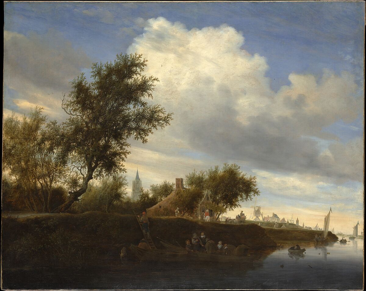 Ferry near Gorinchem, Salomon van Ruysdael (Dutch, Naarden, born ca. 1600–1603, died 1670 Haarlem), Oil on canvas 