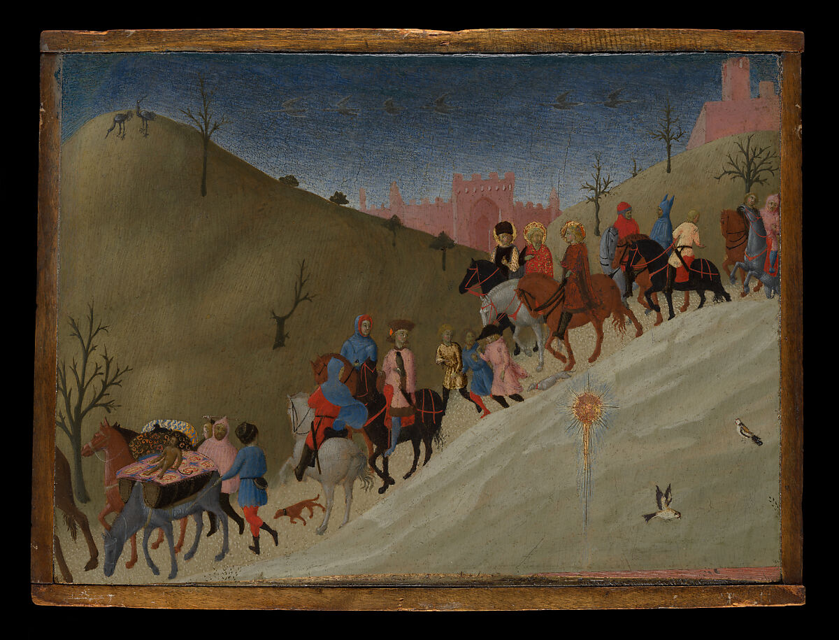 The Journey of the Magi, Sassetta (Stefano di Giovanni) (Italian, Siena or Cortona ca. 1400–1450 Siena), Tempera and gold on wood 