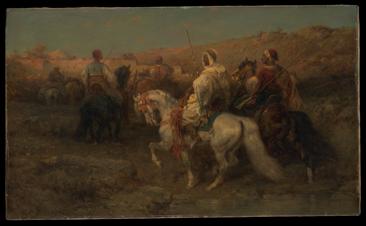 Arabs on the March, Adolf Schreyer (German, Frankfurt 1828–1899 Kronberg), Oil on canvas 