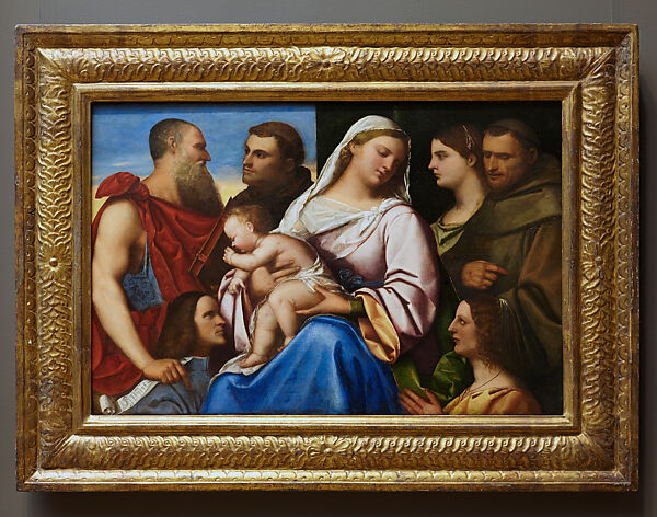 Madonna and Child with Saints and Donors, Attributed to Sebastiano del Piombo (Italian, Venice (?) 1485/86–1547 Rome), Oil on wood