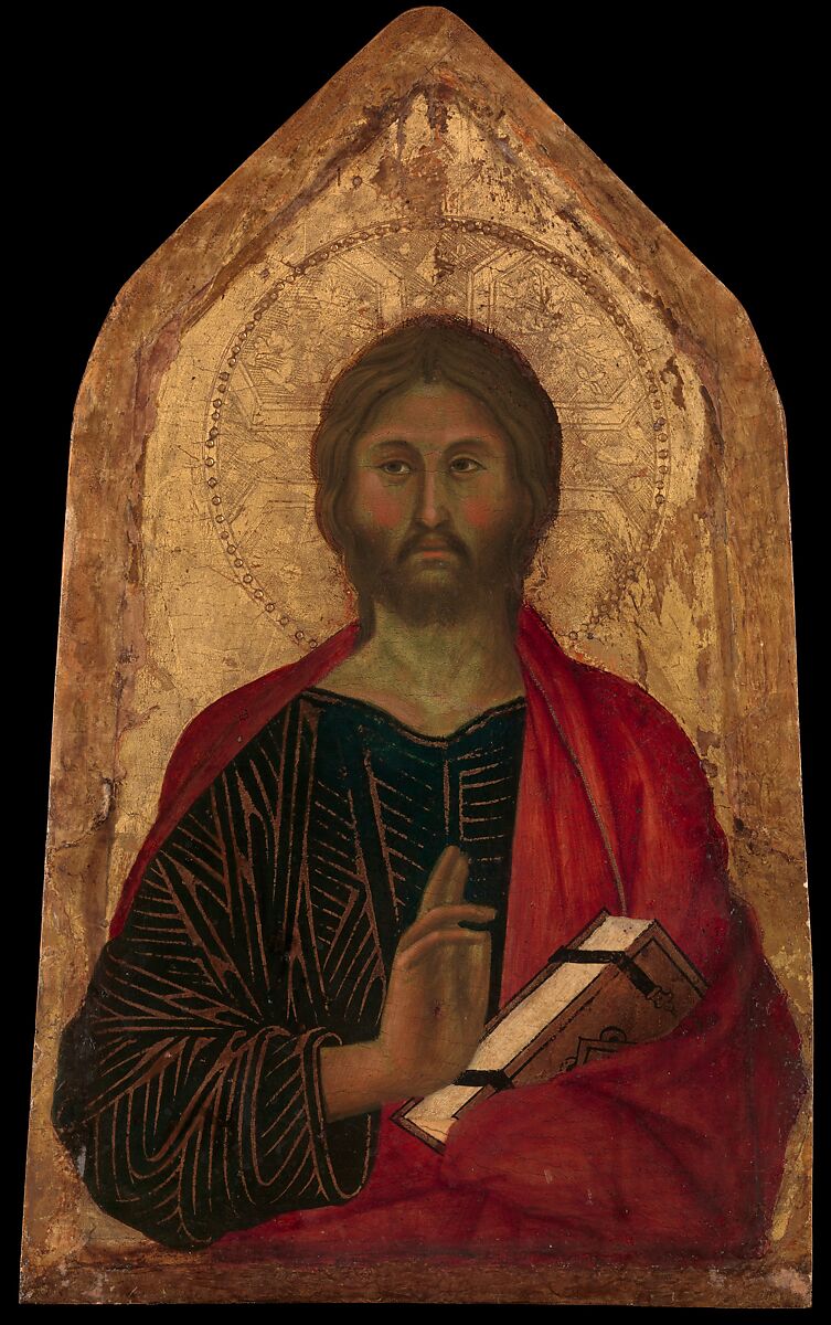 Christ Blessing, Segna di Buonaventura  Italian, Tempera on wood, gold ground