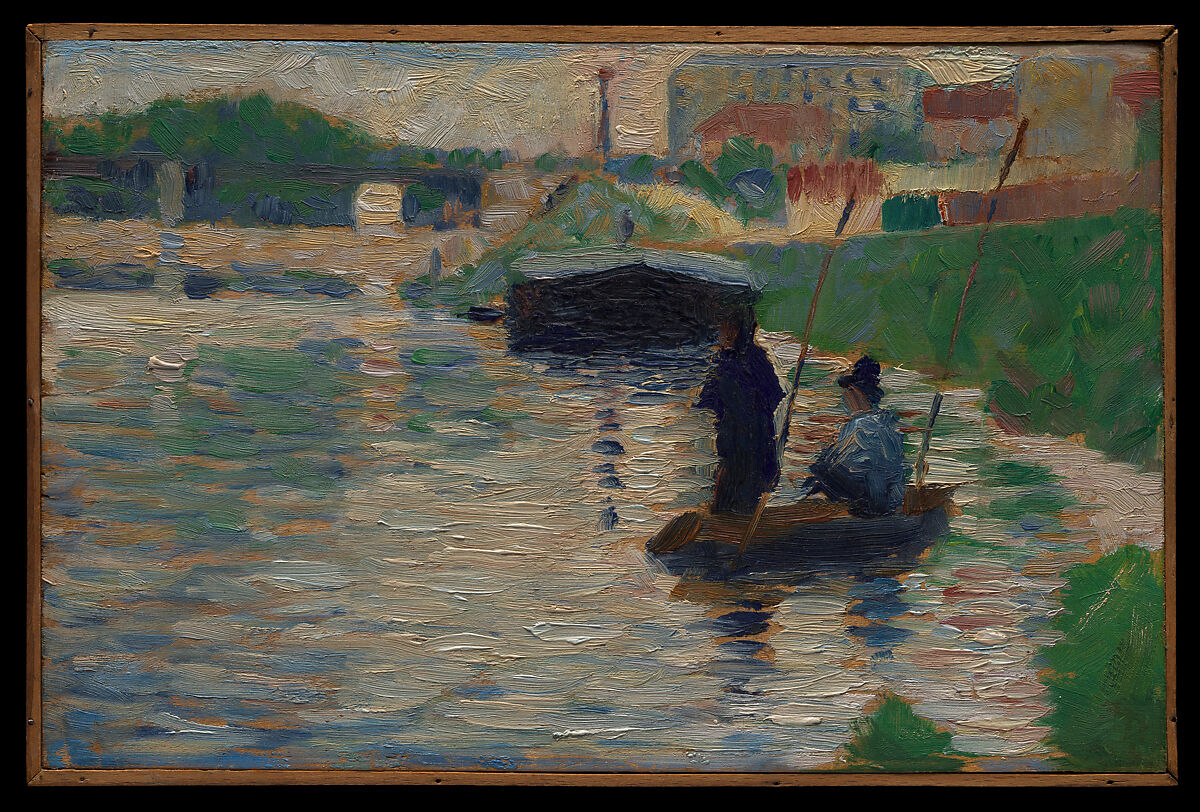 View of the Seine, Georges Seurat (French, Paris 1859–1891 Paris), Oil on wood 