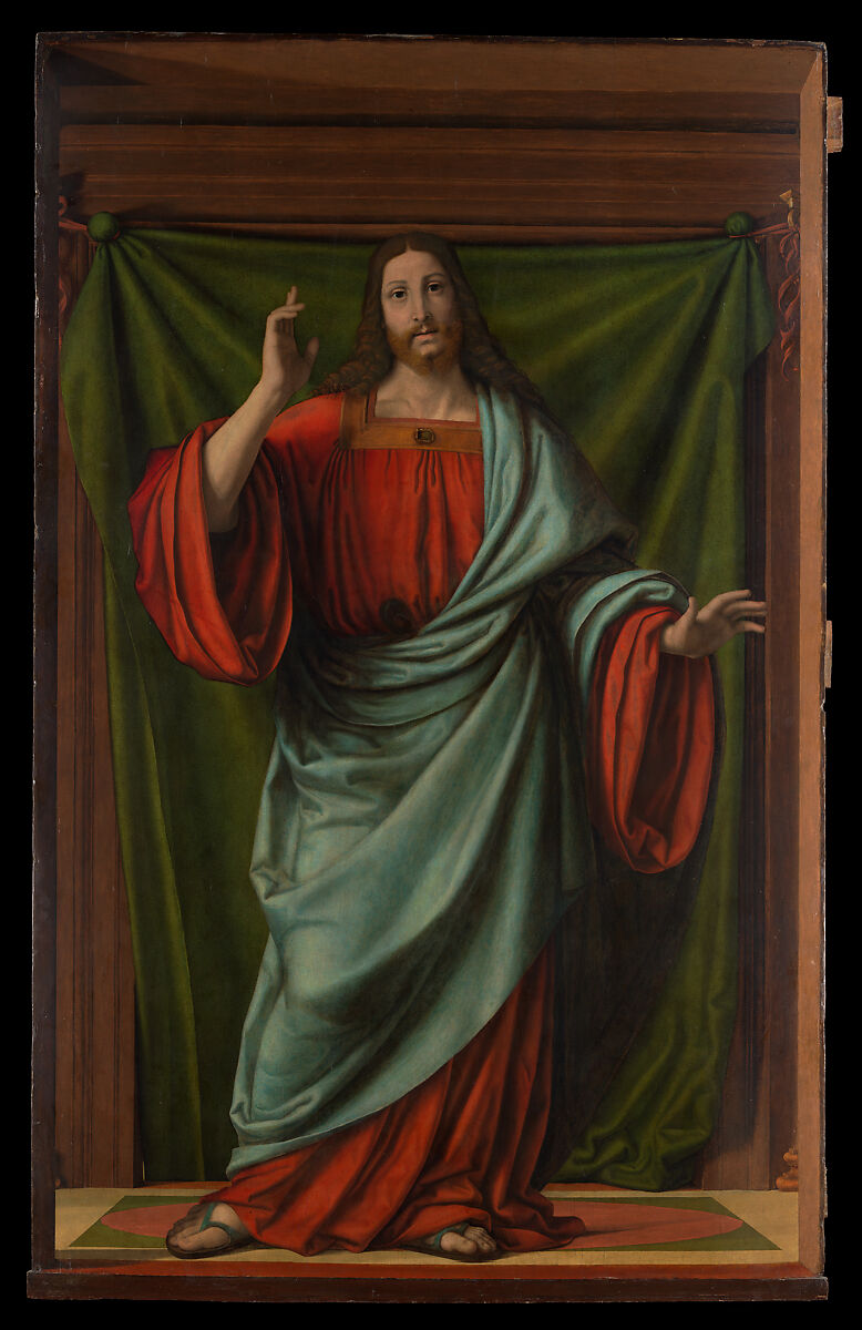 Christ Blessing, Andrea Solario  Italian, Oil on wood