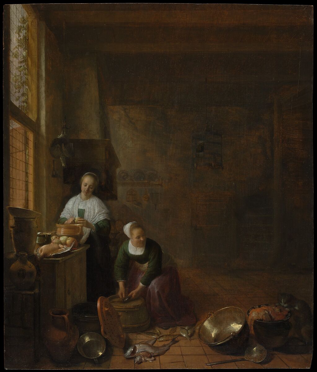 A Kitchen Interior With A Maid, A Still Life Of Pots And Pans And  Vegetables In The Foreground - Dutch School - , the largest  gallery in the world