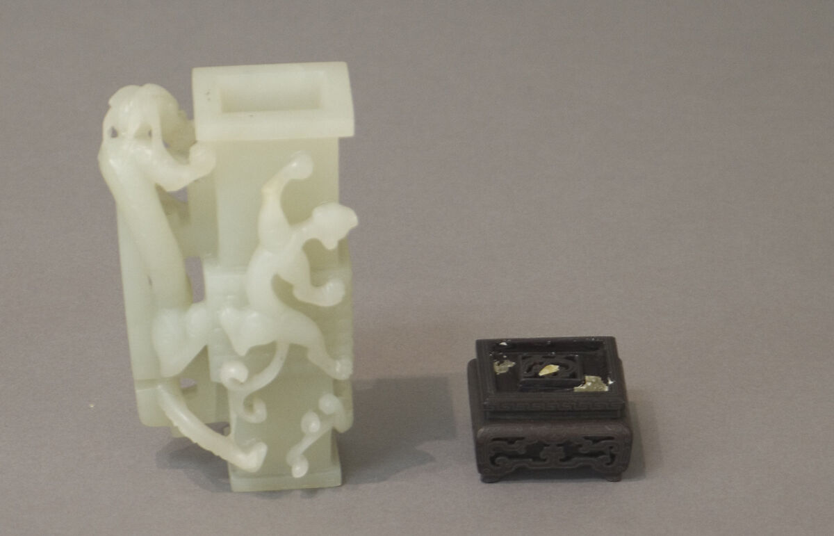 Vase, Nephrite, white with very light greenish tint, China