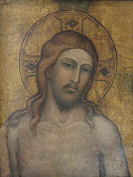 Saint Mary Magdalen Holding a Crucifix; (reverse) The Flagellation, Spinello Aretino (Spinello di Luca Spinelli) (Italian, born Arezzo 1345–52, died 1410 Arezzo), Tempera on canvas, gold ground; photographic facsimile (Christ’s face on reverse)