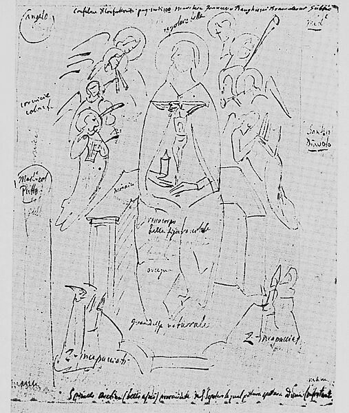 Saint Mary Magdalen Holding a Crucifix; (reverse) The Flagellation, Spinello Aretino (Spinello di Luca Spinelli) (Italian, born Arezzo 1345–52, died 1410 Arezzo), Tempera on canvas, gold ground; photographic facsimile (Christ’s face on reverse)