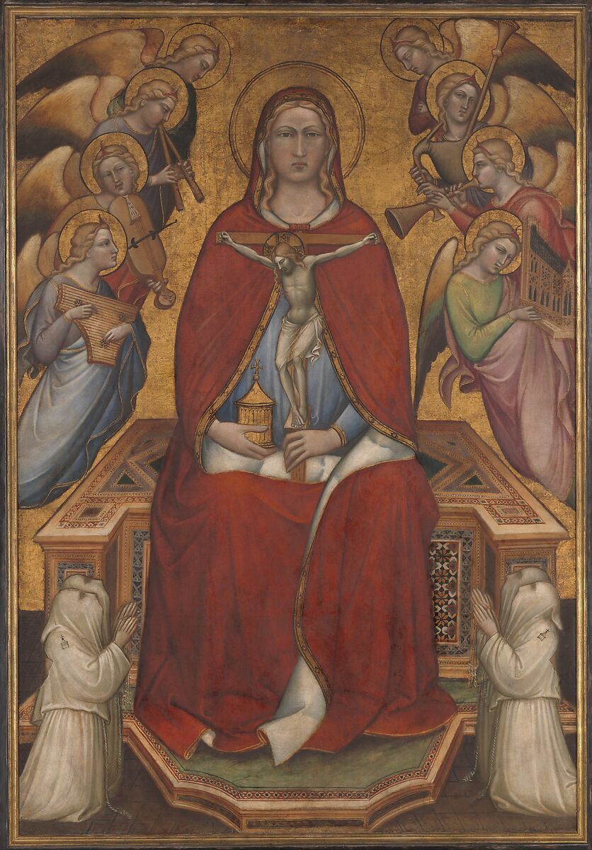 Saint Mary Magdalen Holding a Crucifix; (reverse) The Flagellation, Spinello Aretino (Spinello di Luca Spinelli) (Italian, born Arezzo 1345–52, died 1410 Arezzo), Tempera on canvas, gold ground; photographic facsimile (Christ’s face on reverse) 