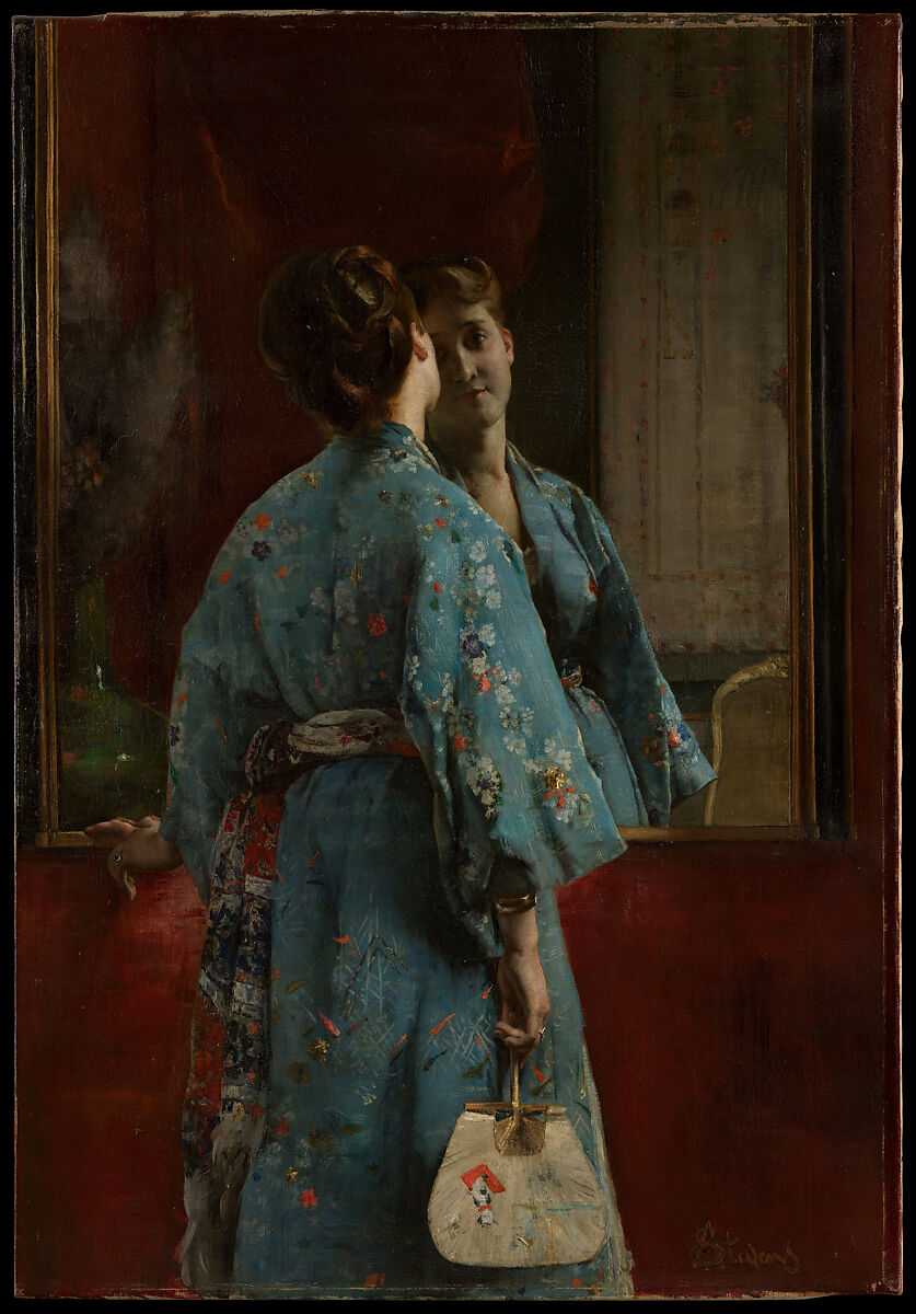 The Japanese Robe, Alfred Stevens (Belgian, Brussels 1823–1906 Paris), Oil on canvas 